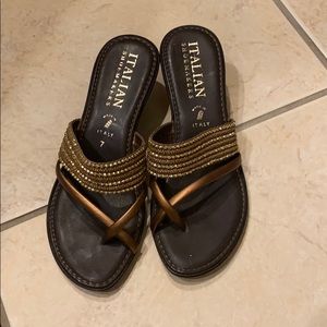 Italian Shoemakers Gold Wedges